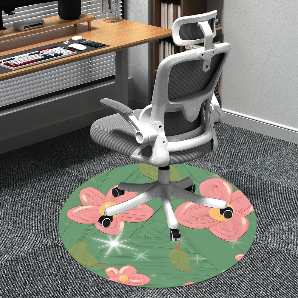 1pc Floral Fantasy Office Round Area Rug, Indoor Mat Suitable For Office, Under Office Chairs Bedroom Living Room Home Decor, Room Deco