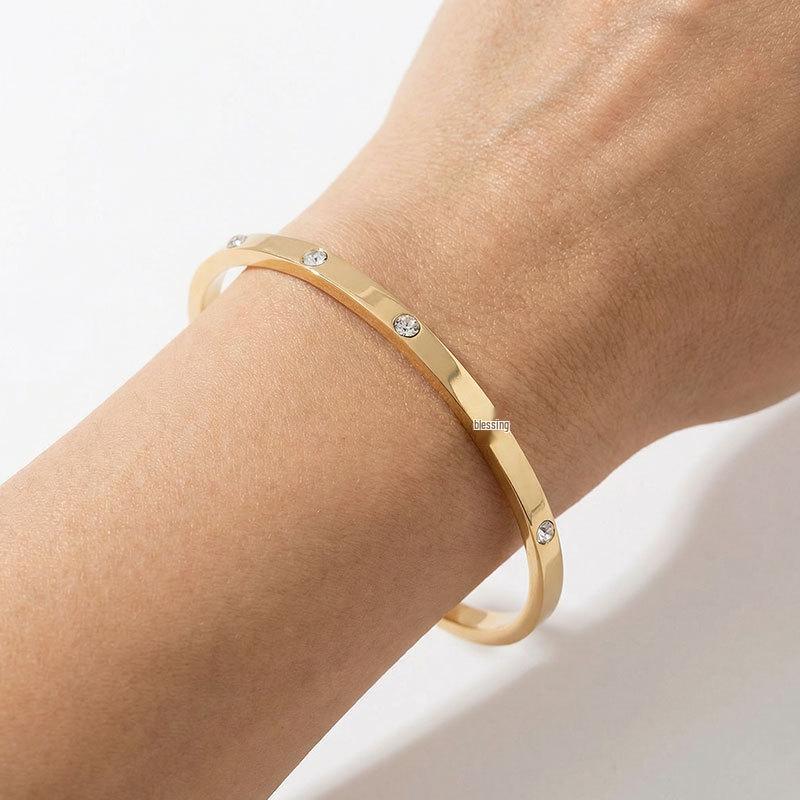 Gold Rhinestone High-End Women's Luxury Simple Ring Bracelet Jewelry
