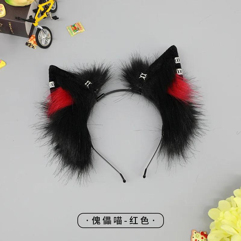 New Lolita Faux Fur Cat Ear Headband Anime Costume Plush Hair Hoop for Music Festival Halloween Accessories Party Cosplay Props