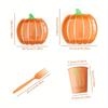 25-Pack Halloween Thanksgiving Party Tableware Halloween Disposable Pumpkin Paper Plate Cups