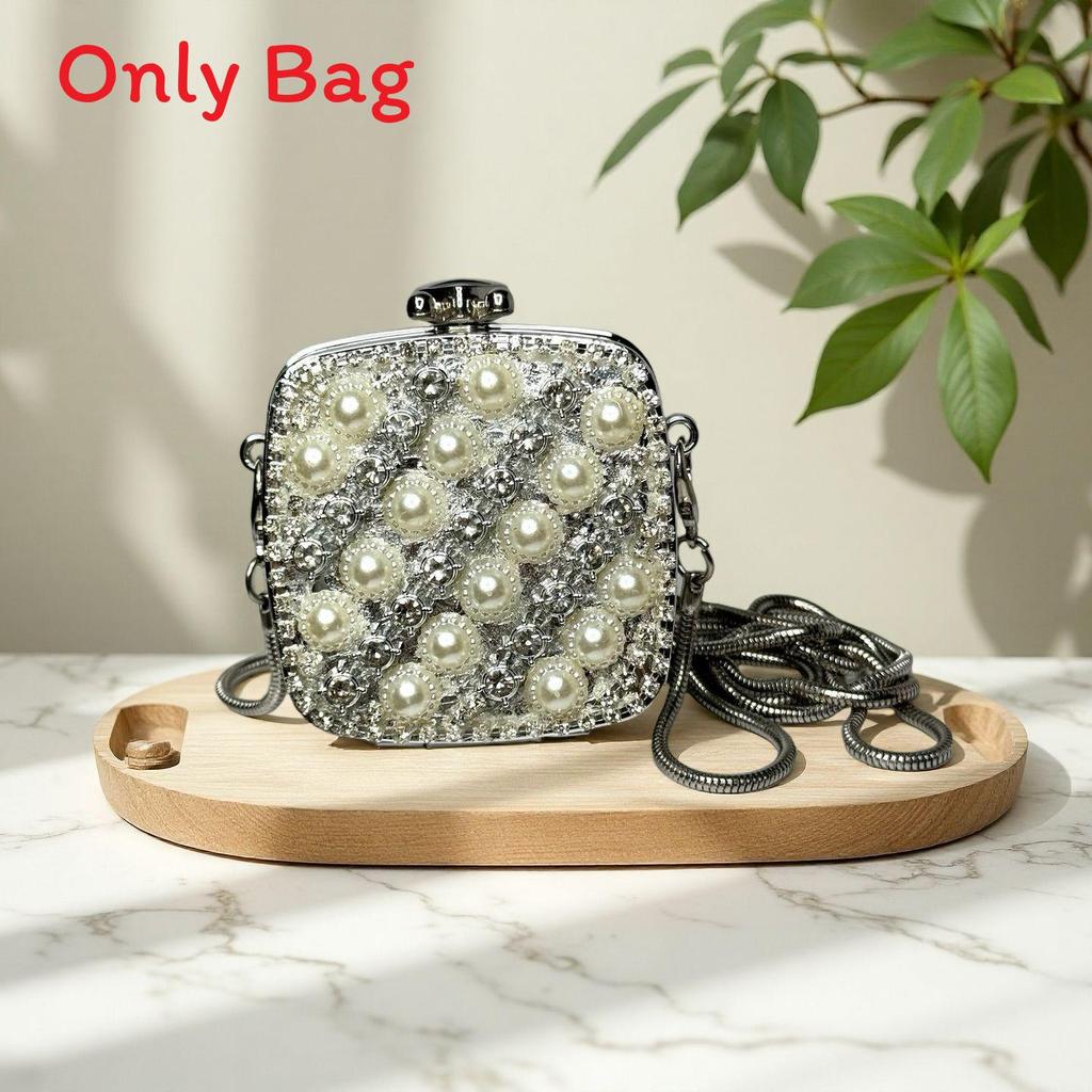 Acrylic Mini Purse With Embellished Flowers And Sparkling Rhinestones For Daily Fashion