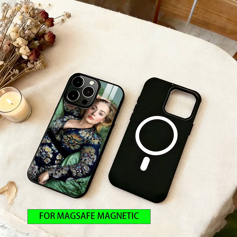 Adele Adkins zangeres Telefoonhoesje Voor iPhone17,16,15,14,13,12,11 Plus,Pro Magnetisch met Magsafe Draadloos Opladen