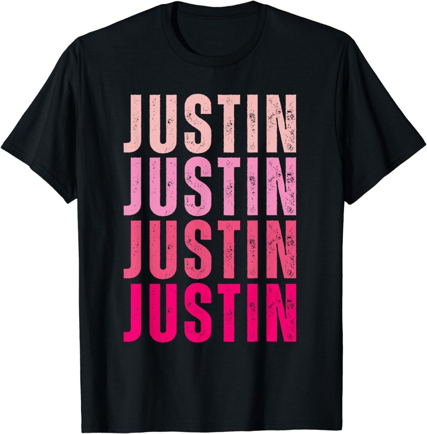 

ZHANGZHUNN Justin Personalized Name I Love Justin Vintage T-Shirt XXXXXL чорний