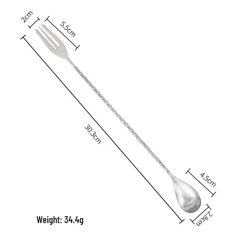 

Shangqi Stainless Steel 30CM Fork-End Bar Spoon Set
