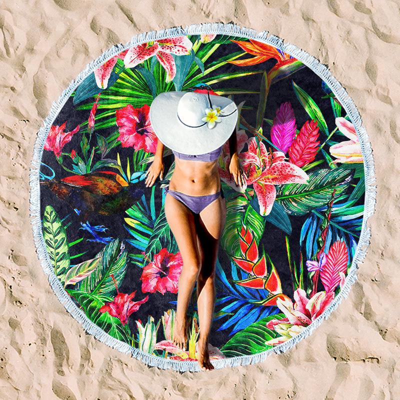 Serviette de Plage Ronde en Fibre Ultra-Fine pour Adultes - Personnalisable, Serviette de Sport et de Bain Absorbante