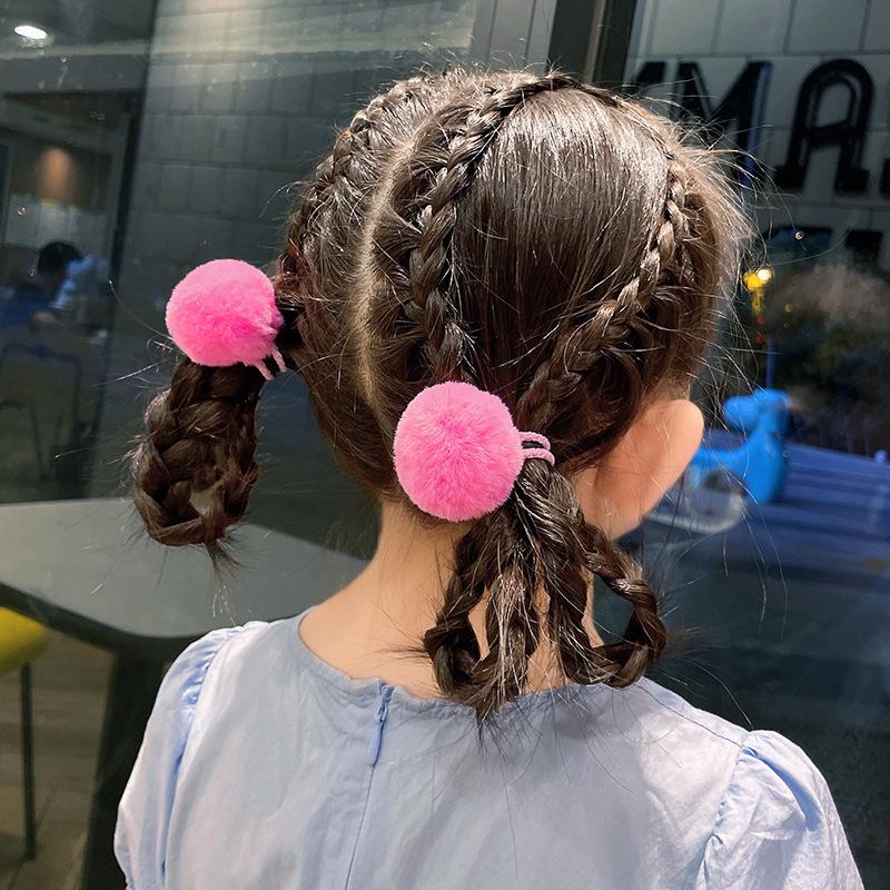 Imitation Rex Rabbit Fur Scrunchie: Cute, Versatile Pom-Pom Elastic Hair Tie In Matching Colors