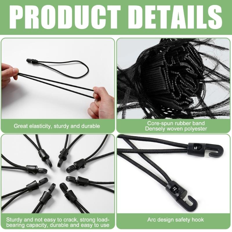30Pcs 4mmx25cm Elastic Nylon Rope With Plastic Hook Heavy Duty Stretchy Cord For Art Craft Home Decoration Packaging