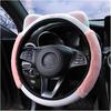 Car Steering Wheel Cover, Fluffy Soft Plush For Winter Warm, Cute Steering Wheel Protector With Kitty Cat Ears, Universal 15 Inch, Elastic &