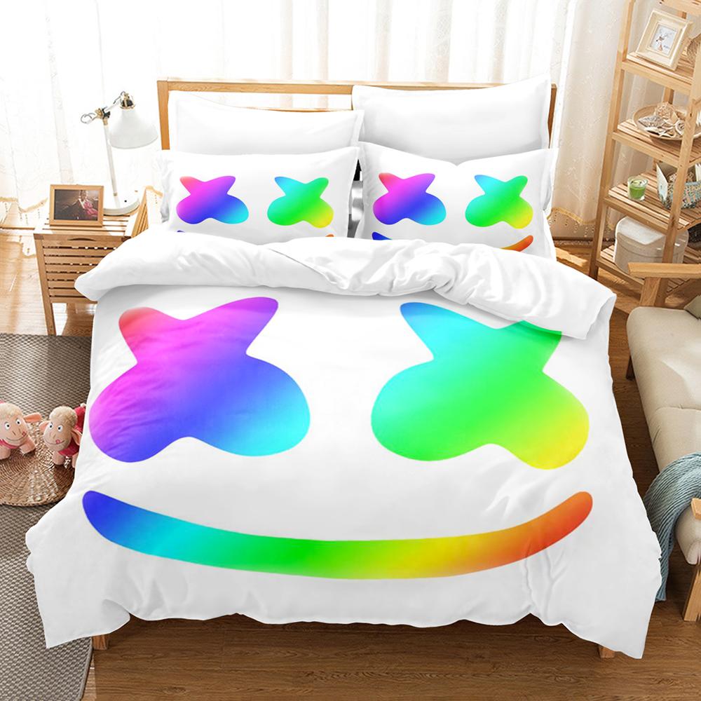 Bettdecke Dj Marshmello Bettwäsche Set Einzelbett Twin Full Queen King Size Hip Hop Bett Set Aldult Kinder Schlafzimmer Bettdecken Sets 3D Druck 035