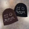 Funny Graffiti Jacquard Knit Beanie Unisex Graffiti Pattern Skull Cap Hip‑Hop Street Style Warm Winter Knitted Hat