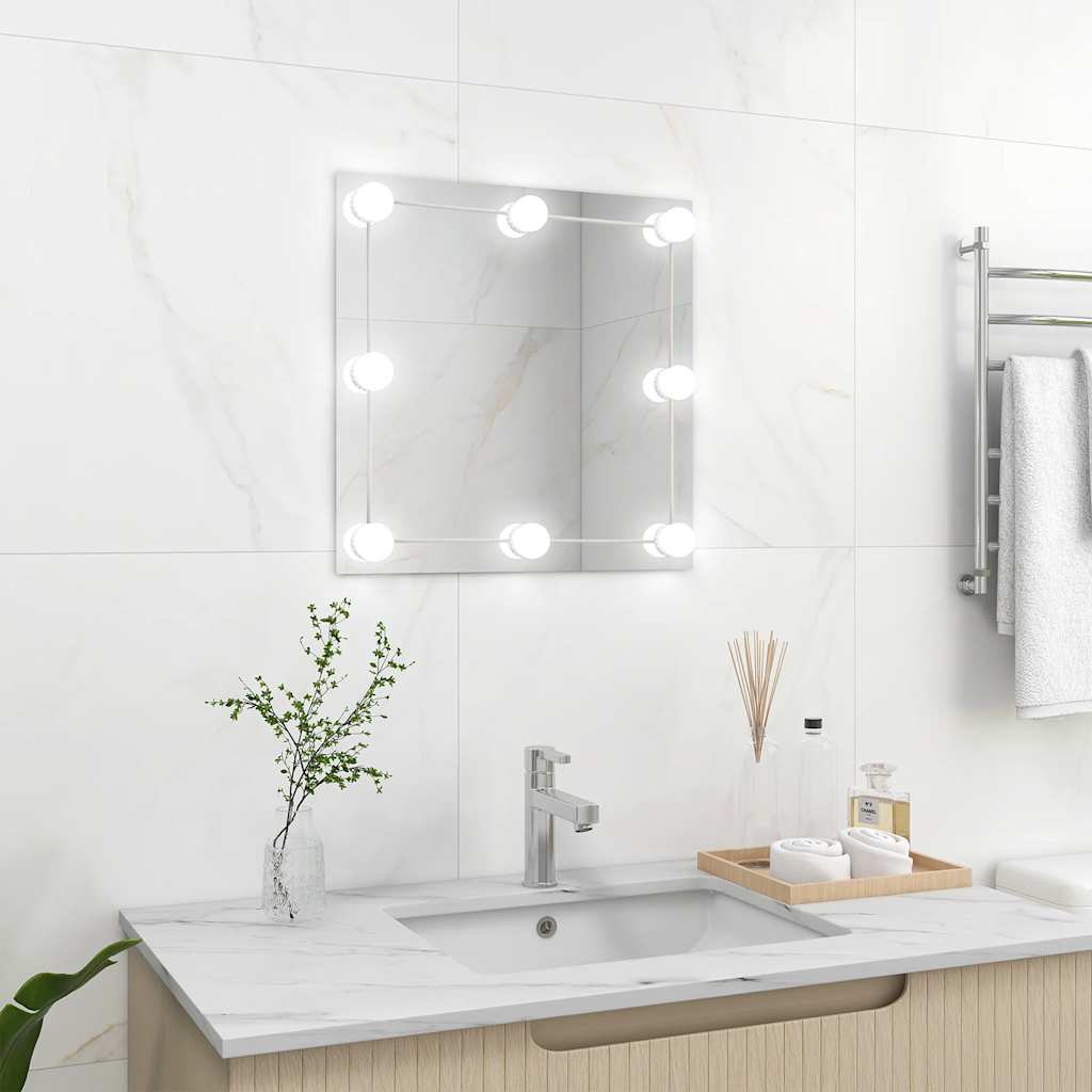 Vidaxl Wall Mirror With LED Lights, Square, Glass