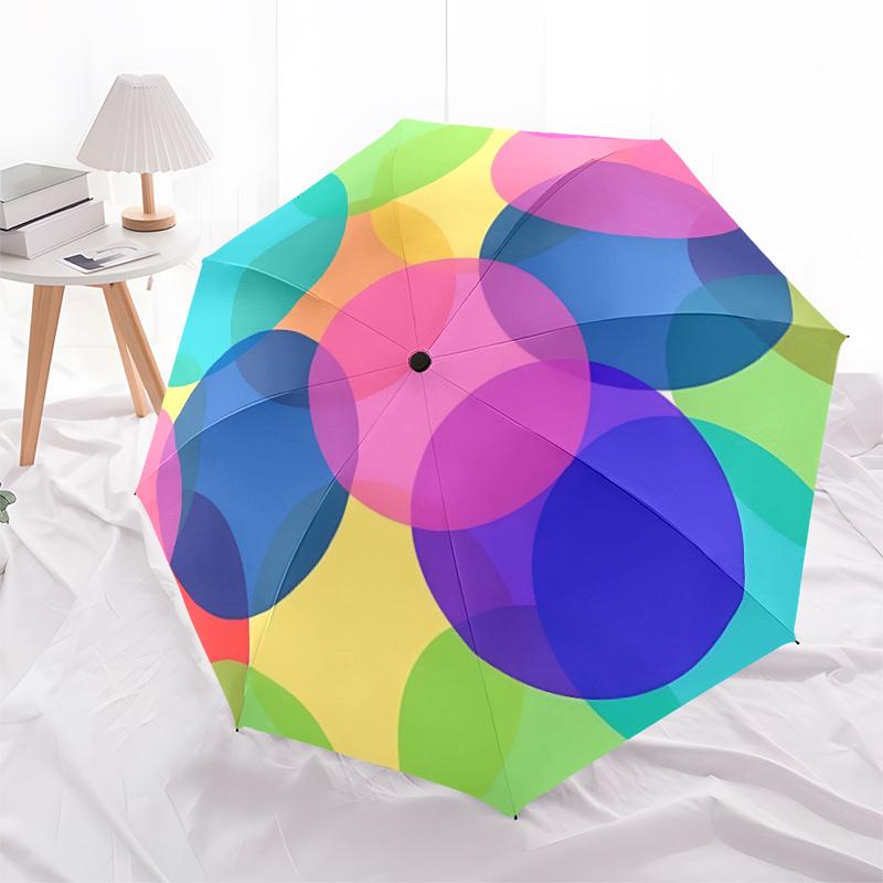 1pc Circle Pattern Automatic Folding Umbrella, Portable & Foldable Design with 8 Ribs, Casual Outdoor Accessory Halloween and Christmas gift