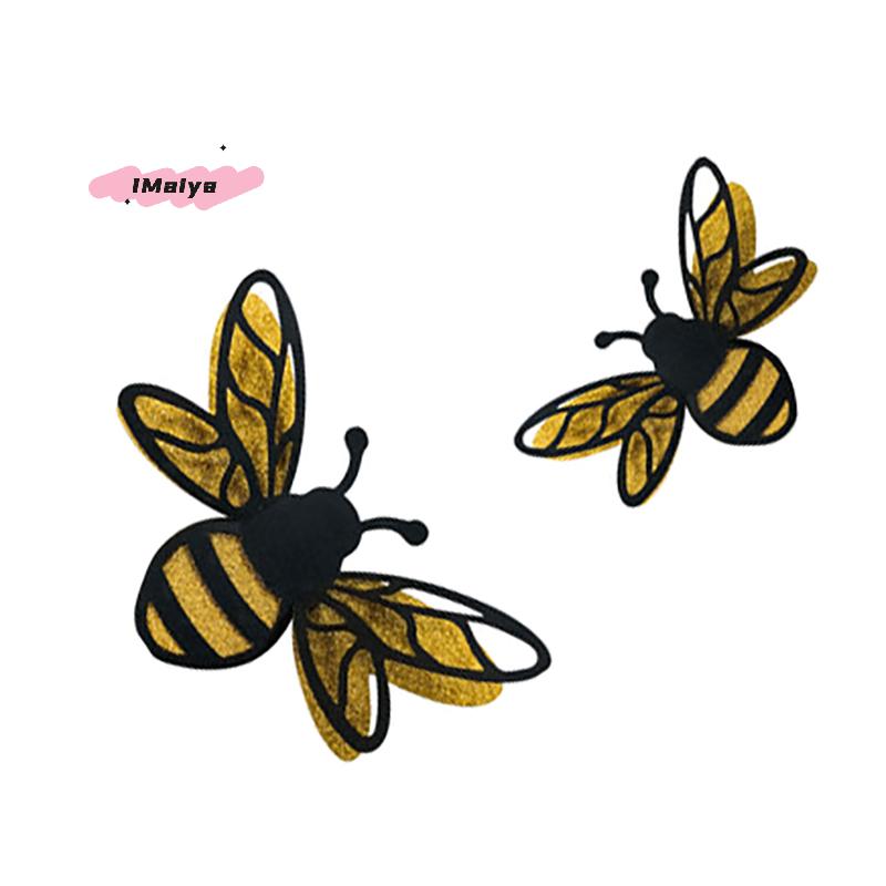 M-12pcs 3D Double Layer Bees Wall Stickers Living Room Wedding Party Decoration Kids Room Household Decor DIY Wall Art Stickers