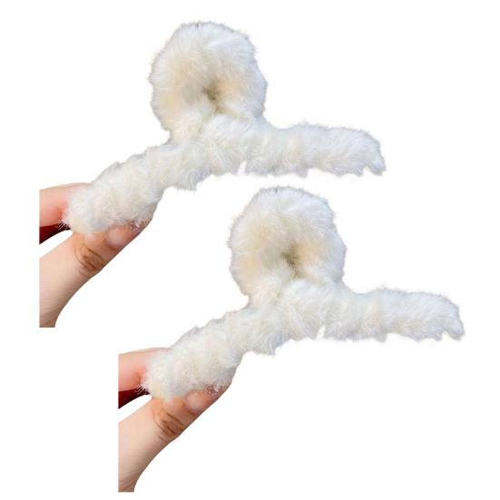 Hair Claw Plush Decor Strong Grip Back Head Hair Clip Women Large Shower Hair Clamp Hair Styling Tool