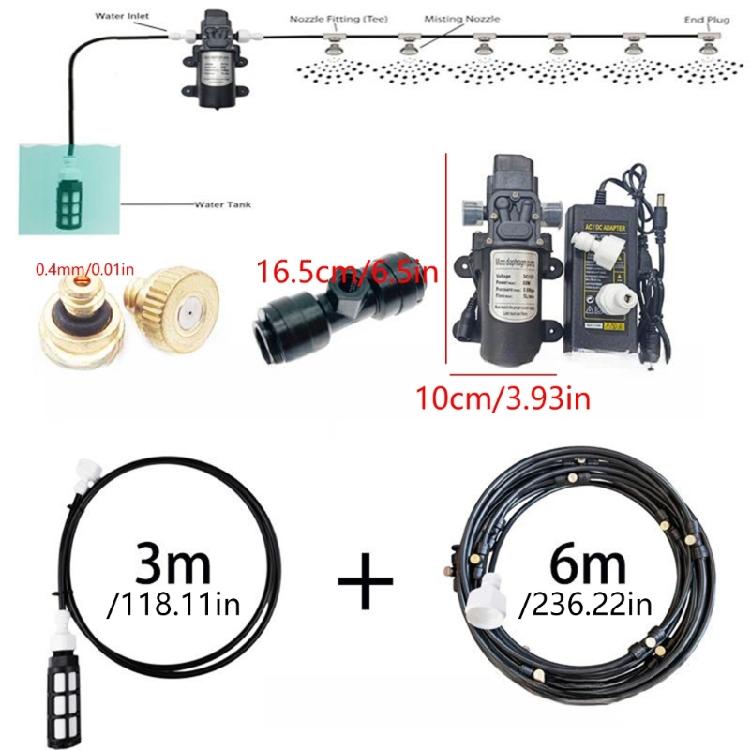 Expandable Water Sprayed Set 30PSI 12V 60W Pumps 6 Brass Jet Nozzles 300cm Inlet Hose For Patios Cooling Plant Watering