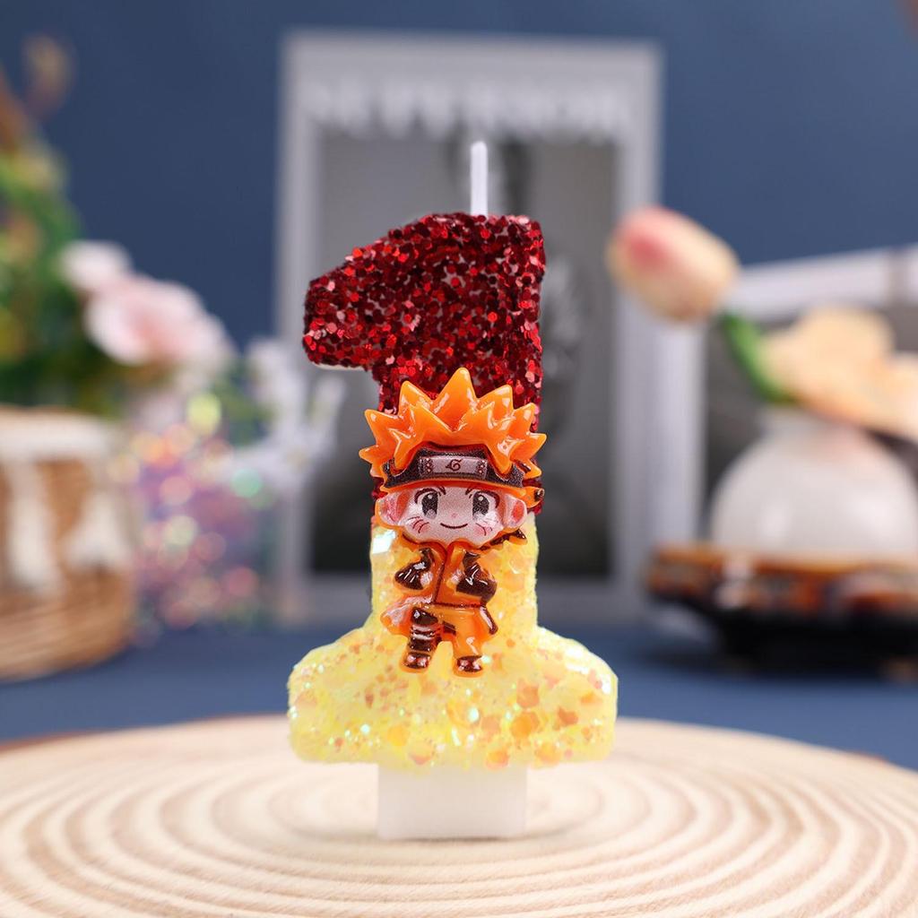 Naruto Glitter Color Block Birthday Cake Candles - Creative and Shiny Festival Party Decorations