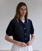 Step Around See-Through Collar Half Cardigan_Navy