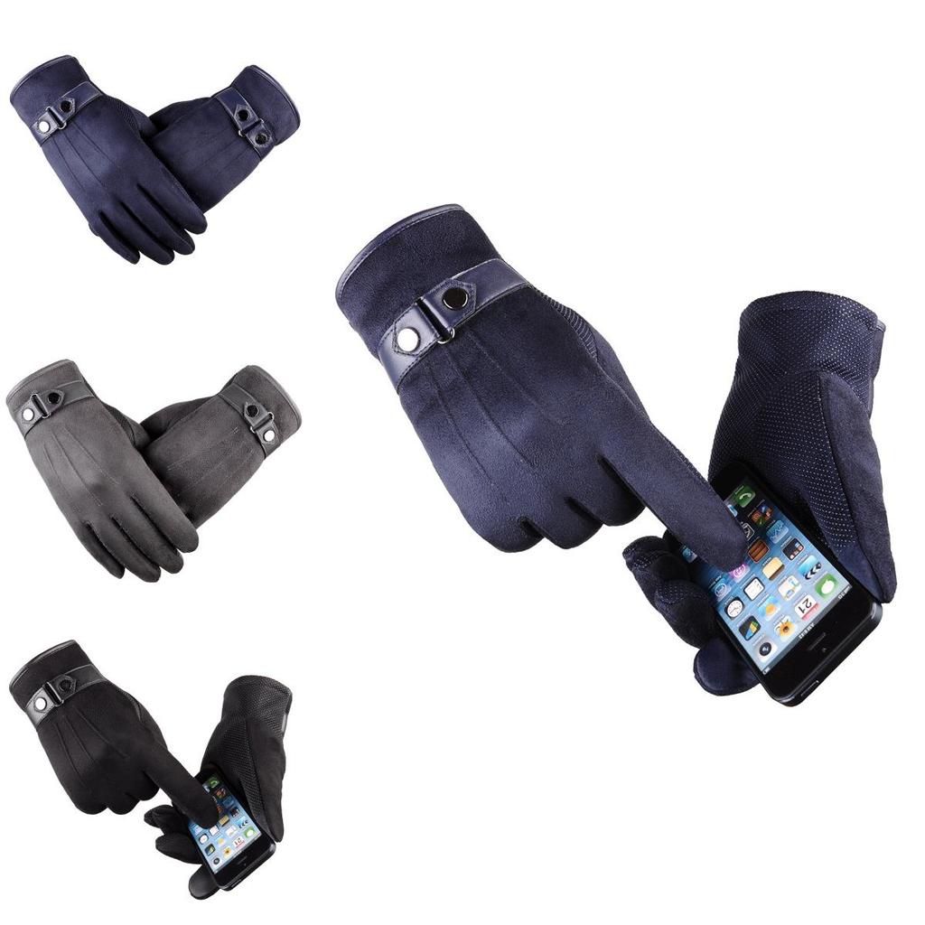 Herren Winter Warme Wildleder PU-Leder Fleecegefüttert Touchscreen Fahrhandschuhe Perfekt für Outdoor-Aktivitäten