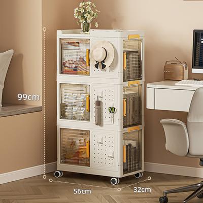 Stackable Storage Box Foldable Portable Storage Bin Lightweight Plastic Storage Cabinet for Home