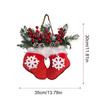 Christmas Socks Mitten Wreath Artificial Berries Artificial Berries Pine Needles Christmas Glove Wreath With LED Lights For Door