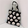 Casual Canvas Top-Handle Tote Bag with Cute Bichon Dog Animal Print, Machine Washable, Zipper Closure, Animal Theme