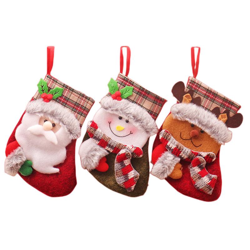 Retro Plush Christmas Stockings Gift Bags - Holiday Decorations & Gift Bags