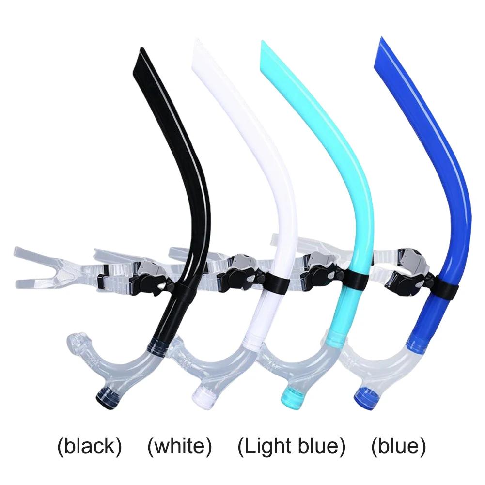 Center-Mount Front Mouthpiece Silicone Swimming Front-Breathing Tube Comfortable Snorkel Diving Tube for Adult Youth Kid