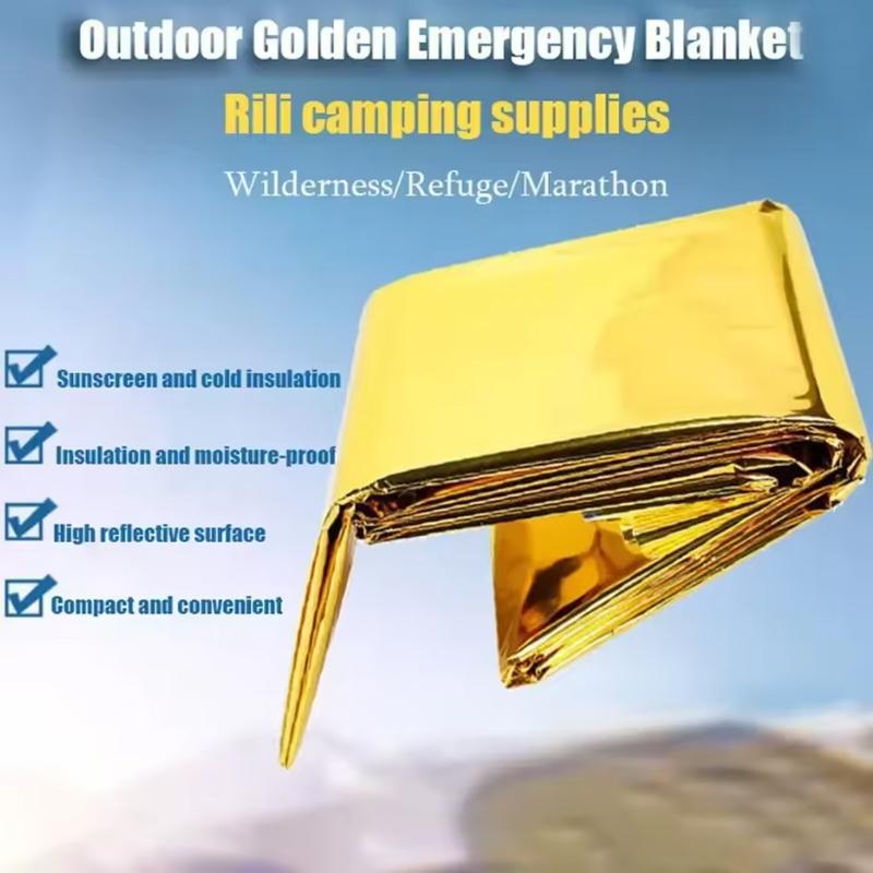 Emergency Thermal Poncho Blanket Lightweight Folding Water Resistant Windproof Sunshade Reusable First Aid Camping Mat Pad Cover