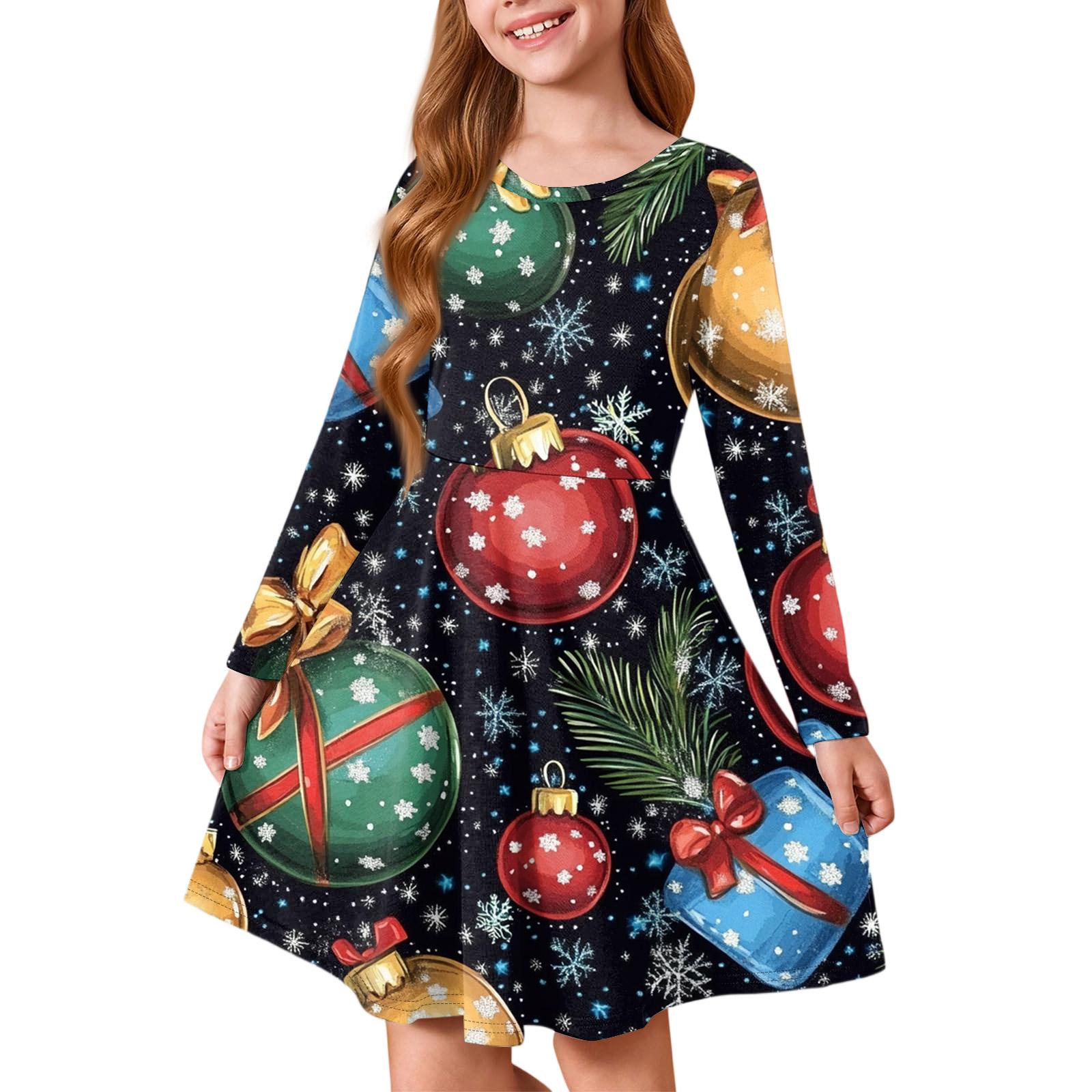 

Платье принцессы для девочек - Платье-футболка А-силуэта с длинным рукавом на Рождество 140