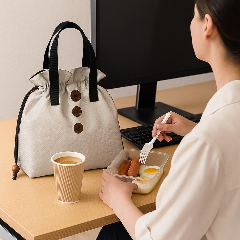 Thickened Drawstring Lunch Bag Foil Insulation Picnic Bag Insulated Meal Bag Office Worker