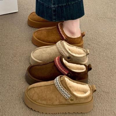 Thick-soled Closed-toe Shoes for Women's Autumn and Winter, Half-slipper, Snow Boots, Cotton Shoes
