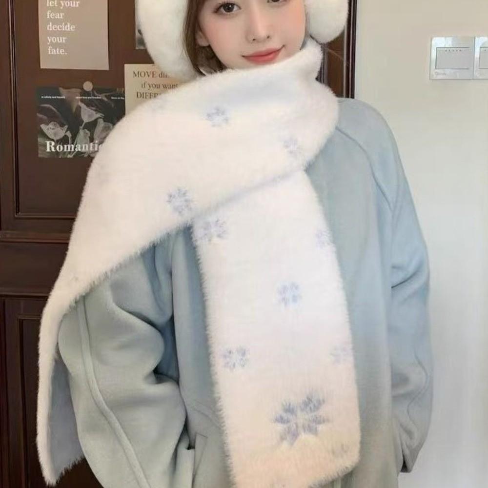 Double-Sided Plush Winter Scarf Soft Plush Knitted Neck Wrap Faux Mink Scarf  Autumn Winter Wear