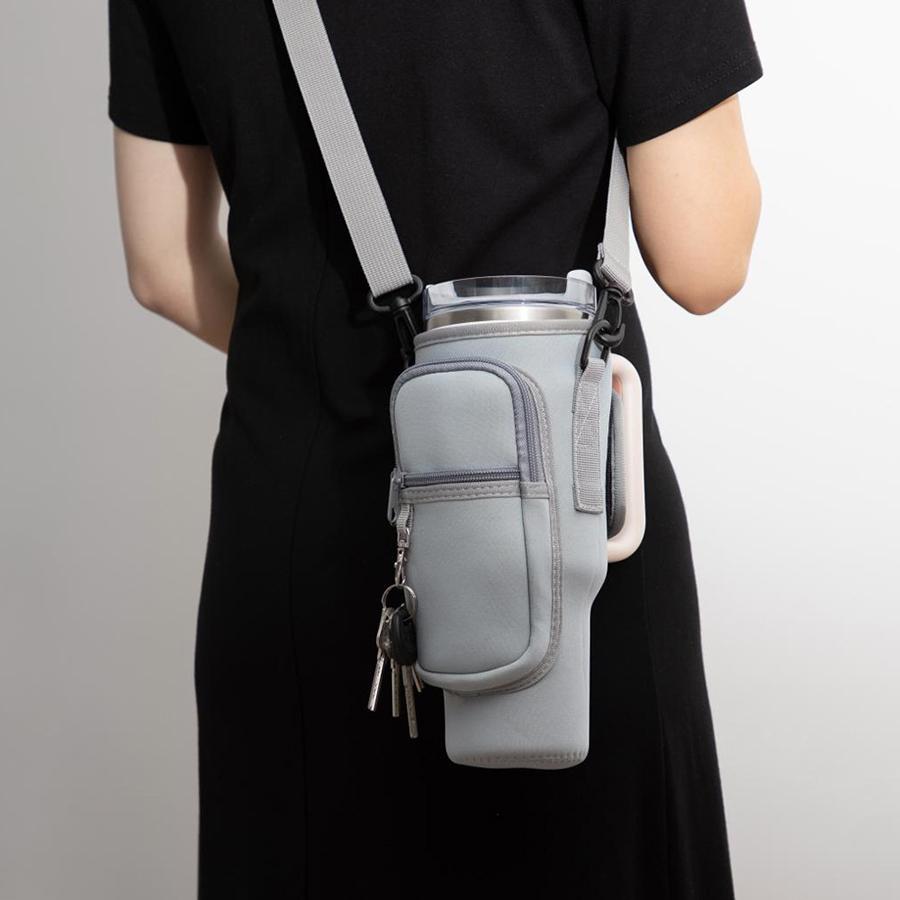 Water Bottle Carrier Bag with Phone Pocket for Stanley Cup 40oz Water Bottle Bag with Adjustable Strap Stanley Cup Accessories