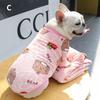 Warm Velvet Clothing Strawberry Bear Print French Bulldog Plaid Vest Clothing Supplies Pitbull Chihuahua Puppy Accessories