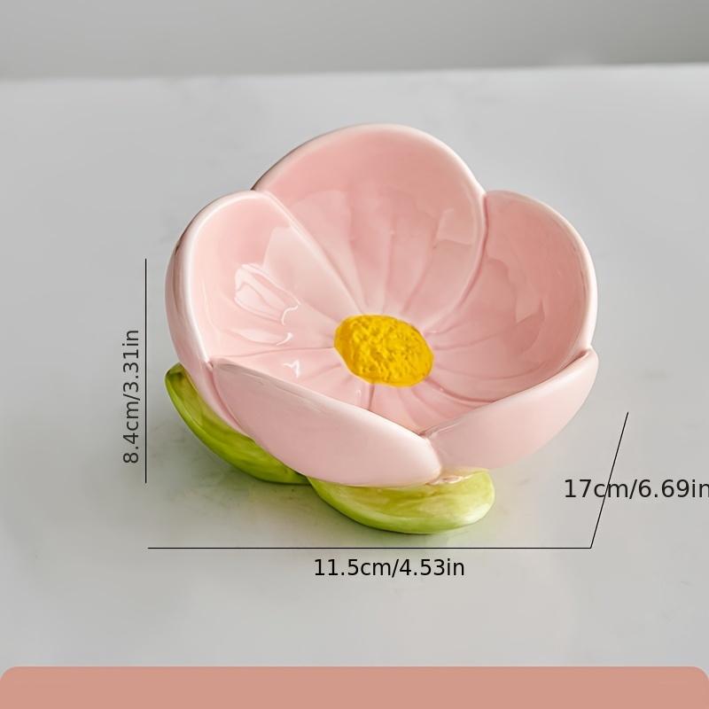 

1 шт. Розовый керамический поднос для хранения в форме тюльпана, декоративное искусство, домашний декор. Идеально подходит для подносов для хранения ювелирных изделий и ключей для домашнего декора. розовый
