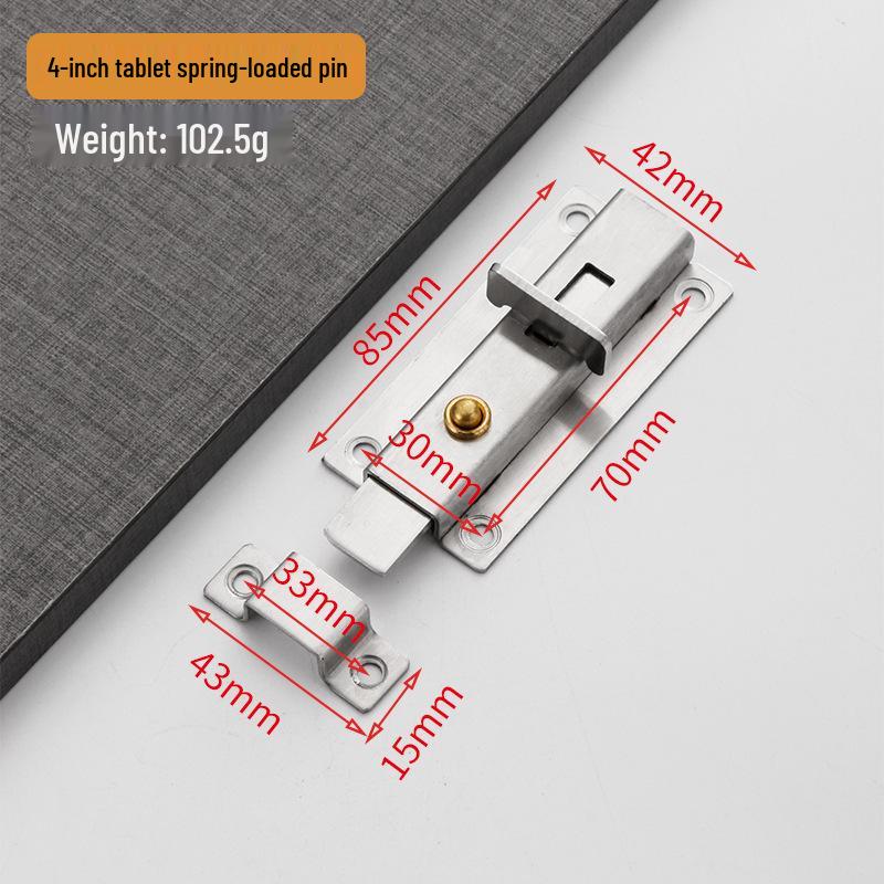 Stainless Steel Double-Ended Self-Rebounding Anti-Theft Door Lock for Bathroom and Windows