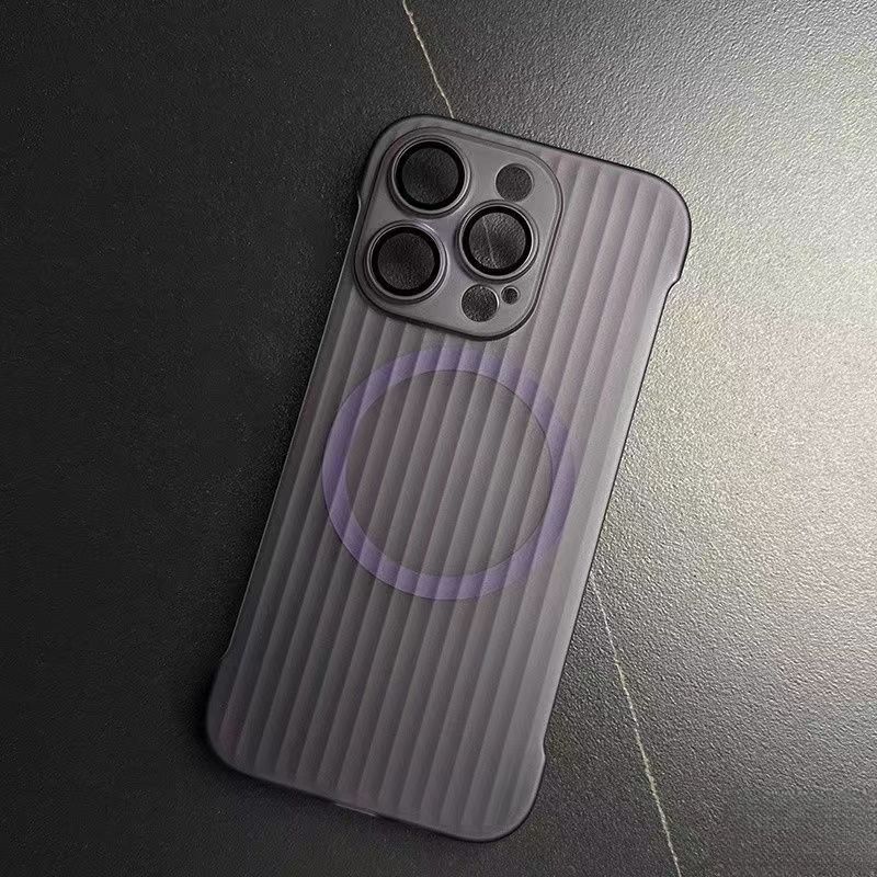 Applicable to iPhone16Pro corrugated magnetic borderless mobile phone case, advanced sense Apple 15 ultra-thin 14 anti-drop cover