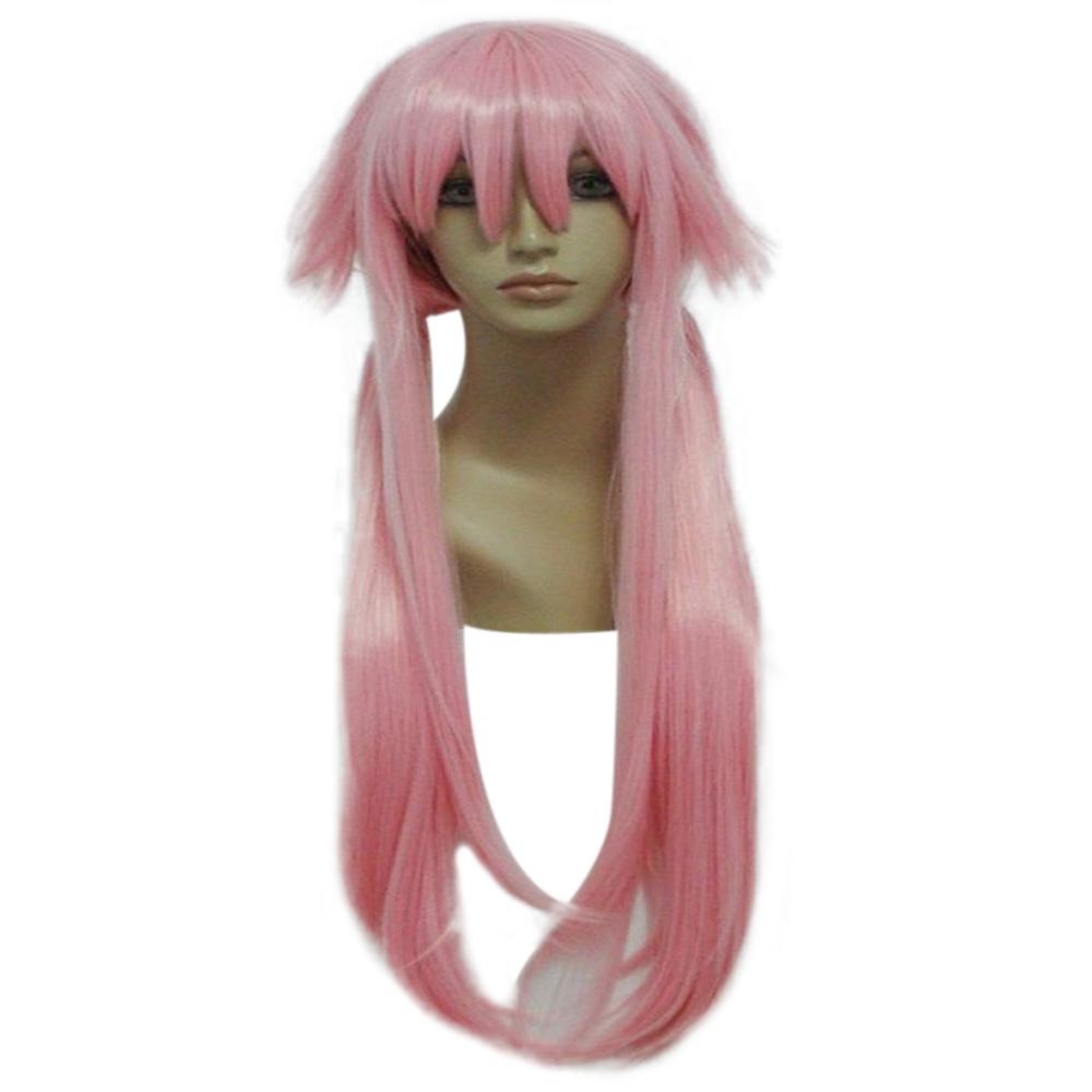 Synthetic Hair Pink Long Straight Heat Resistant Fiber Wigs The Future Diary Gasai Yuno Cosplay Wig