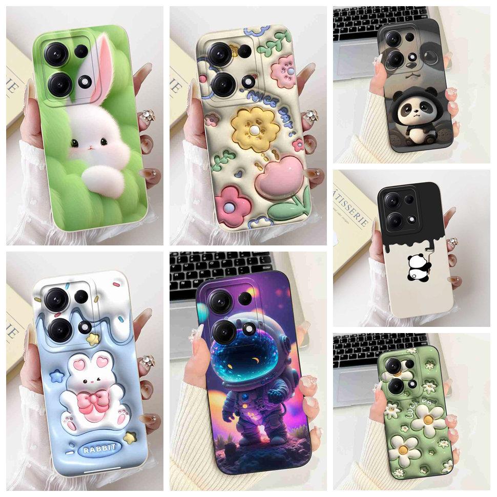 Simple Silicone Case For Redmi Note14S 4G Cute Panda Rabbit Shockproof Back Cover Note14 For Xiaomi Redmi Note 14 14S Cases