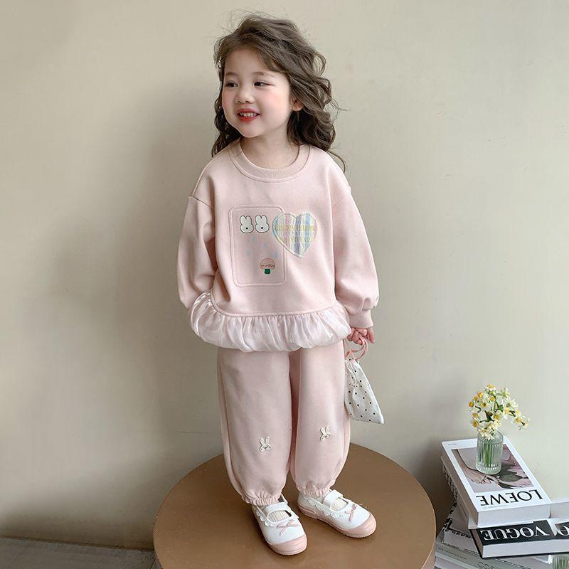 Girls Spring Autumn Cartoon Hoodie And Harem Pants Set Kids Long Sleeve Casual Sportswear Two Piece Outfit