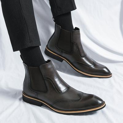 Fashion Leather Ankle Boots Top Quality Comfortable Fashion Brogue Brand Chelsea Boots