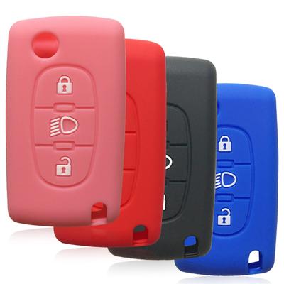Silicone Car Key Cover for Citroen C4 2008 Picasso Berlingo C3 C5 X7 Xsara C6 C8 Folding 3 Button  Key Case Cover Protection