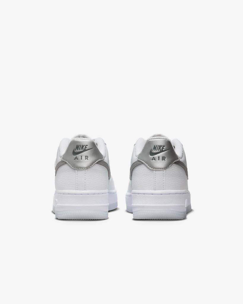 FV3981-100 Nike GS Air Force 1 White Pure Platinum Football Grey Metallic Silver