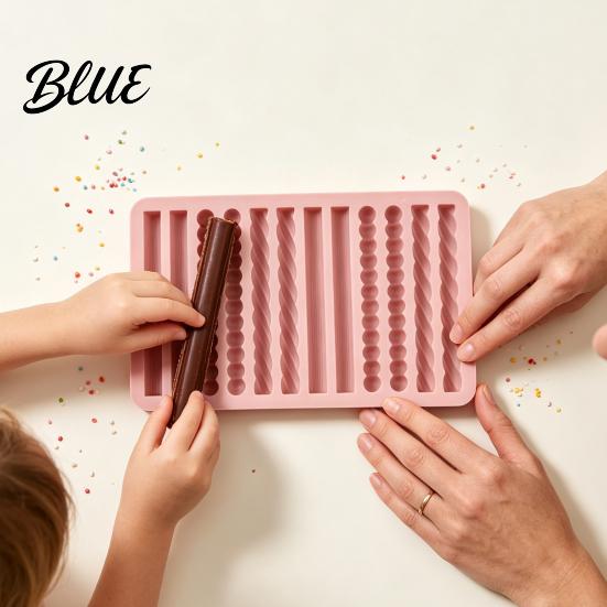 Homemade Cookie Baking Pan Silicone Chocolate Rod Mold 12 Cavity Non-stick Tray Heat Resistant Professional Pastry Equipment Flexible Strip Mold for