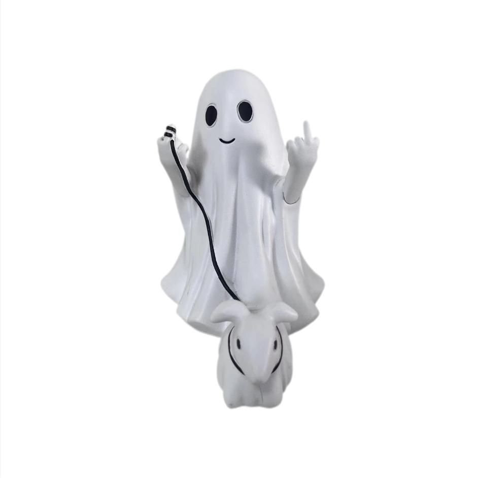 

1 Piece of Quirky and Fun Ghost Figurine, Holding a Little Sheep, with a Middle Finger Pose, Creative Desktop Decoration, Suitable for Ha
