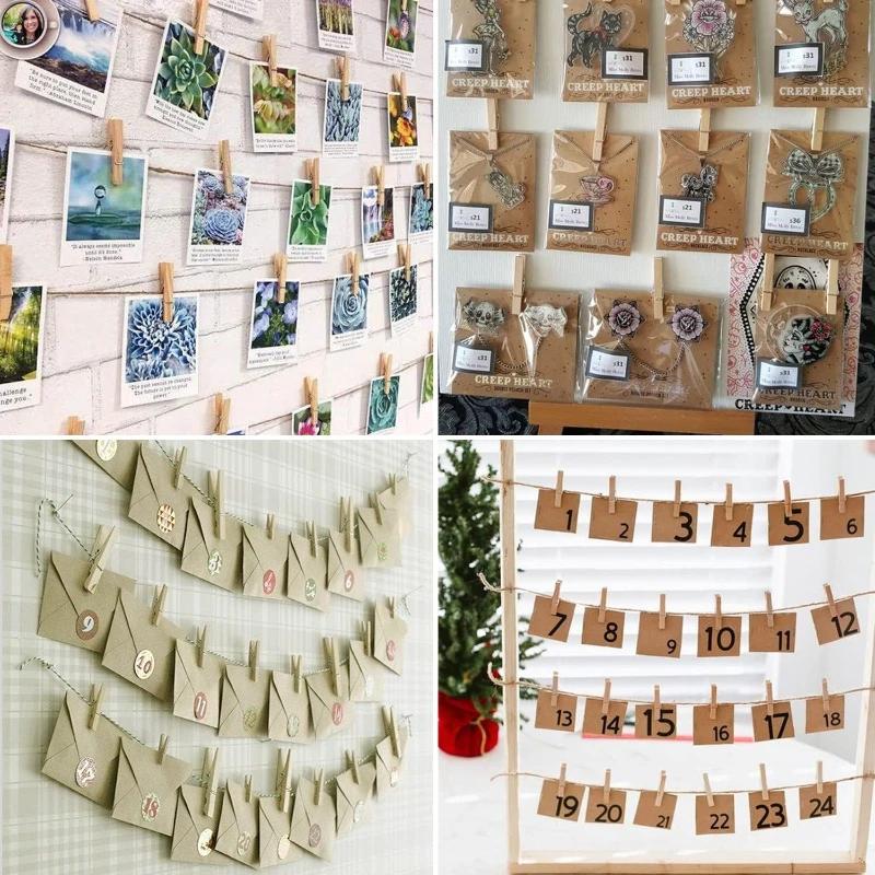 200/50 stücke Mini Foto Clip DIY Handgemachte Handwerk Clip Memo Papier Peg Wäscheklammer Holz Bild Schellen Home Büro Dekoration clips