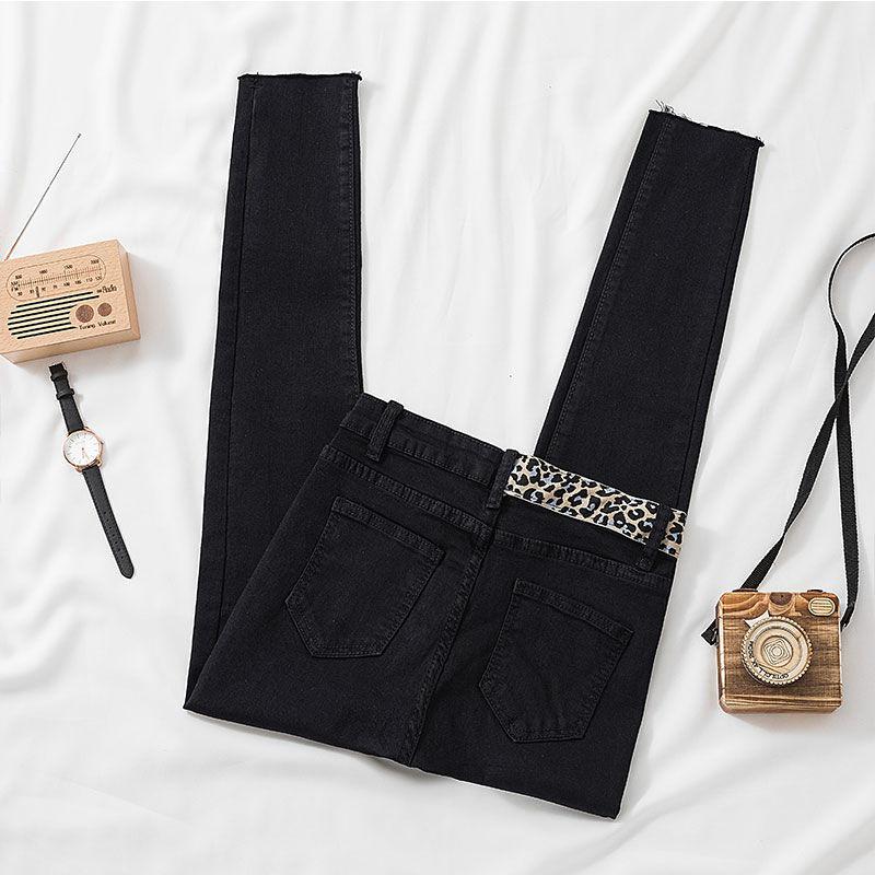 Women s High-Waisted Leopard Print Patchwork Skinny Jeans - Autumn/Winter Trend 27