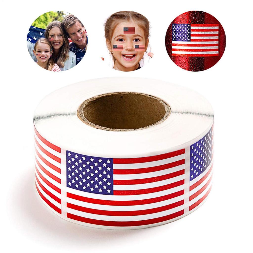 US Flag Decals For Vehicles 1.2x2inch Patriotic Car Decals 250 Per Roll Automotive Bumper Adhesive Badges For Independence Day