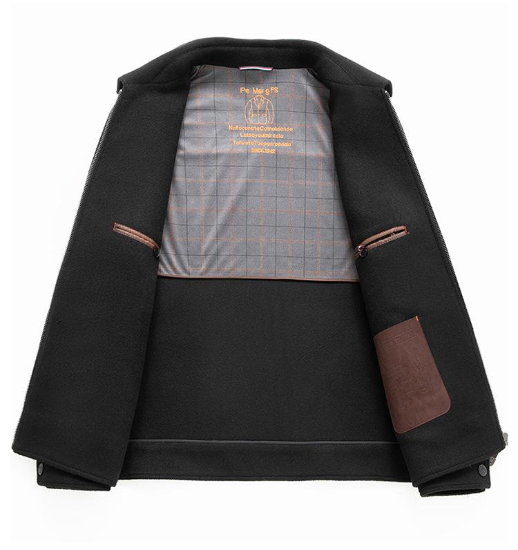 Men's Double-Faced Wool Jacket with Detachable Duck Down Liner and Turn-Down Collar