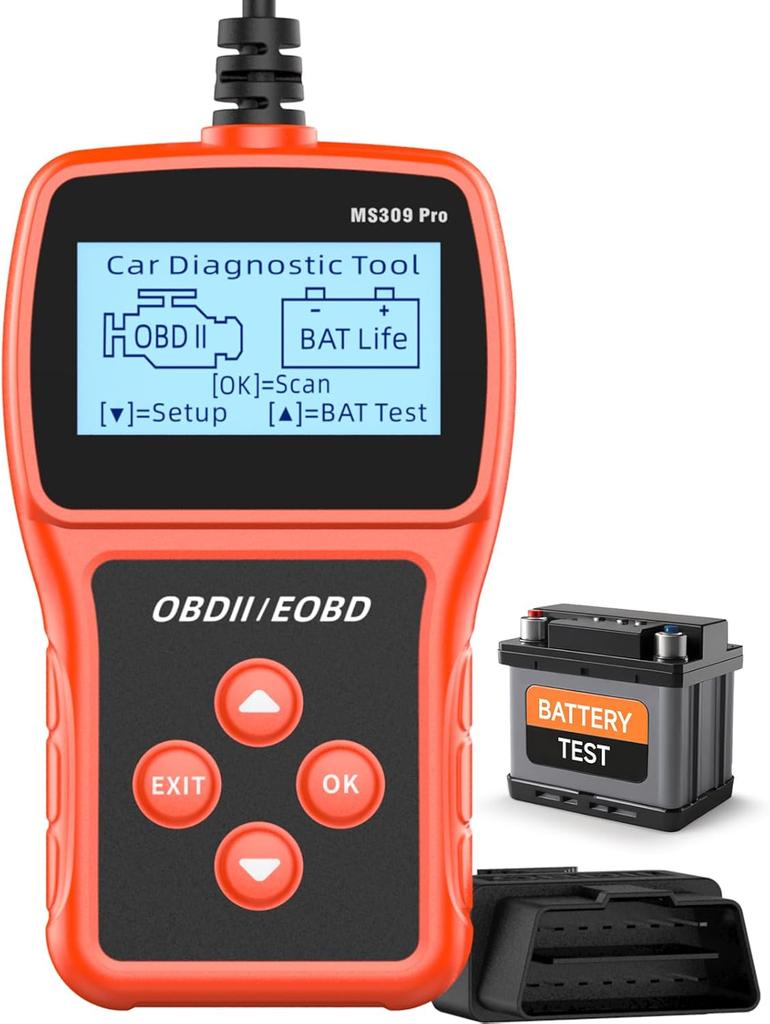 OBD2 Scanner with Battery Tester - Code Reader Engine Fault Scanner Diagnostic Scan Tool for OBD II Protocol Cars Since 1996, Real-Time Data